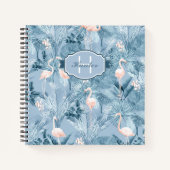 Flamingo Orchid Tropical Pattern Blue ID868 Notizblock (Vorderseite)