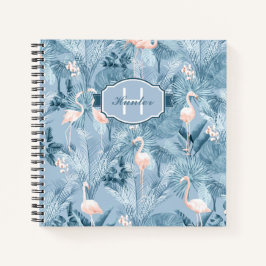 Flamingo Orchid Tropical Pattern Blue ID868 Notizblock
