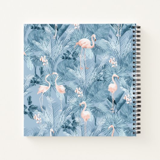 Flamingo Orchid Tropical Pattern Blue ID868 Notizblock (Rückseite)