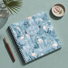 Flamingo Orchid Tropical Pattern Blue ID868 Notizblock