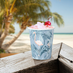 Flamingo Orchid Tropical Pattern Blue ID868 Pappbecher