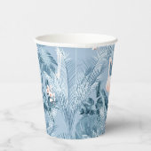 Flamingo Orchid Tropical Pattern Blue ID868 Pappbecher (Rechts)