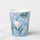 Flamingo Orchid Tropical Pattern Blue ID868 Pappbecher (Vorderseite)