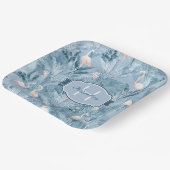 Flamingo Orchid Tropical Pattern Blue ID868 Pappteller (Gewinkelt)