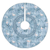 Flamingo Orchid Tropical Pattern Blue ID868 Polyester Weihnachtsbaumdecke (Vorderseite)