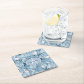 Flamingo Orchid Tropical Pattern Blue ID868 Rechteckiger Pappuntersetzer (Vor Ort)