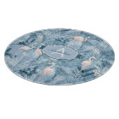Flamingo Orchid Tropical Pattern Blue ID868 Schneidebrett (Ecke)