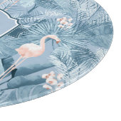 Flamingo Orchid Tropical Pattern Blue ID868 Schneidebrett (Ecke)
