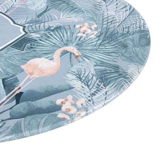 Flamingo Orchid Tropical Pattern Blue ID868 Schneidebrett (Ecke)