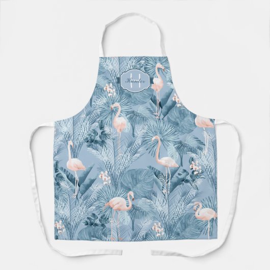 Flamingo Orchid Tropical Pattern Blue ID868 Schürze (Vorderseite)