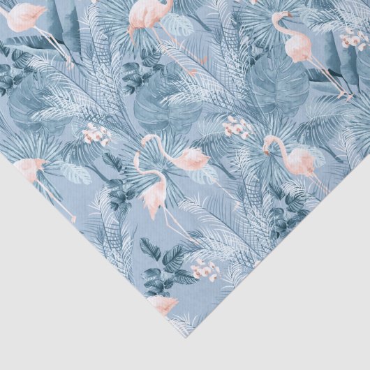 Flamingo Orchid Tropical Pattern Blue ID868 Seidenpapier (Ausschnitt)