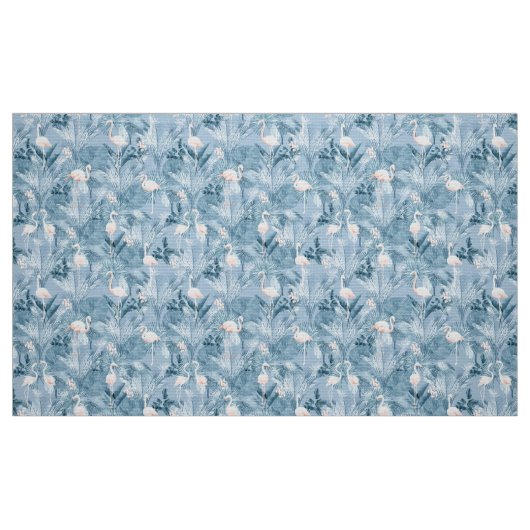 Flamingo Orchid Tropical Pattern Blue ID868 Stoff (Fat Quarter (45,7 x 55,9 cm))
