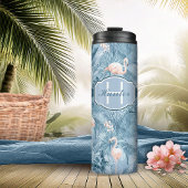 Flamingo Orchid Tropical Pattern Blue ID868 Thermosbecher
