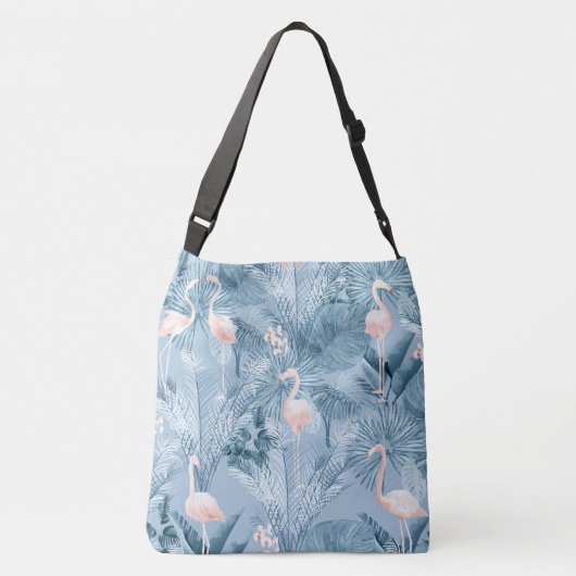 Flamingo Orchid Tropical Pattern Blue ID868 Tragetaschen Mit Langen Trägern (Rückseite)
