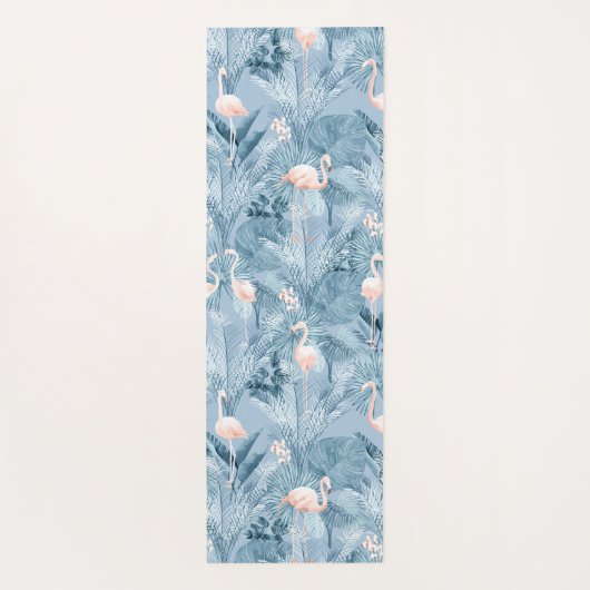 Flamingo Orchid Tropical Pattern Blue ID868 Yogamatte (Rückseite)