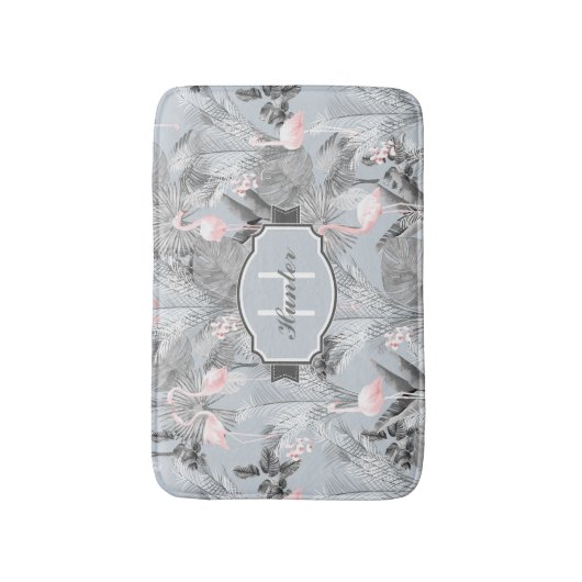 Flamingo Orchid Tropical Pattern Gray ID868 Badematte (Vorderseite Vertikal)
