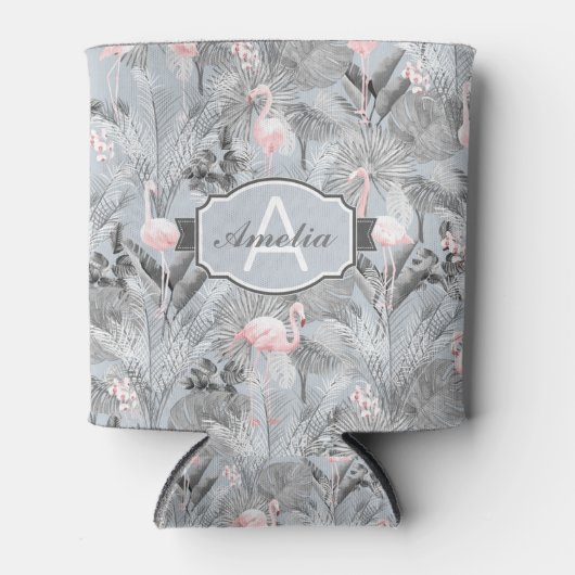 Flamingo Orchid Tropical Pattern Gray ID868 Dosenkühler (Vorderseite)