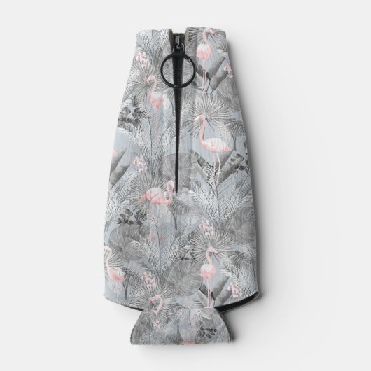 Flamingo Orchid Tropical Pattern Gray ID868 Flaschenkühler (Rückseite)
