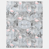 Flamingo Orchid Tropical Pattern Gray ID868 Fleecedecke (Vorderseite)