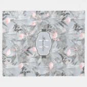 Flamingo Orchid Tropical Pattern Gray ID868 Fleecedecke (Vorderseite (Horizontal))