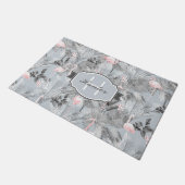 Flamingo Orchid Tropical Pattern Gray ID868 Fußmatte (Schrägansicht)