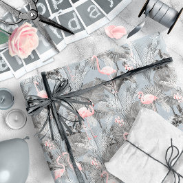 Flamingo Orchid Tropical Pattern Gray ID868 Geschenkpapier