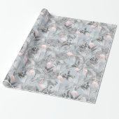 Flamingo Orchid Tropical Pattern Gray ID868 Geschenkpapier (Ungerollt)