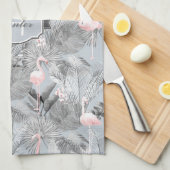 Flamingo Orchid Tropical Pattern Gray ID868 Geschirrtuch (Viertel Falte)