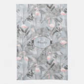 Flamingo Orchid Tropical Pattern Gray ID868 Geschirrtuch (Vertikal)