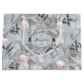 Flamingo Orchid Tropical Pattern Gray ID868 Große Geschenktüte (Vorderseite)