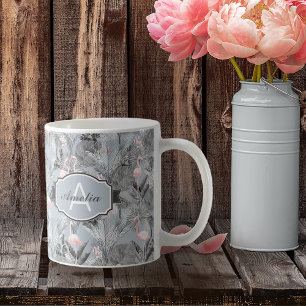 Flamingo Orchid Tropical Pattern Gray ID868 Kaffeetasse