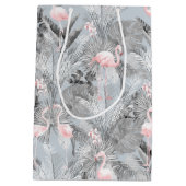 Flamingo Orchid Tropical Pattern Gray ID868 Mittlere Geschenktüte (Rückseite)