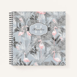 Flamingo Orchid Tropical Pattern Gray ID868 Notizblock