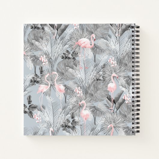 Flamingo Orchid Tropical Pattern Gray ID868 Notizblock (Rückseite)