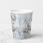 Flamingo Orchid Tropical Pattern Gray ID868 Pappbecher (Rechts)