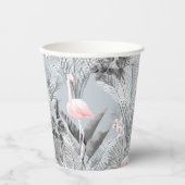 Flamingo Orchid Tropical Pattern Gray ID868 Pappbecher (Vorderseite)