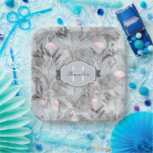 Flamingo Orchid Tropical Pattern Gray ID868 Pappteller (Party)
