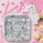 Flamingo Orchid Tropical Pattern Gray ID868 Pappteller (Party)