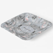 Flamingo Orchid Tropical Pattern Gray ID868 Pappteller (Gewinkelt)