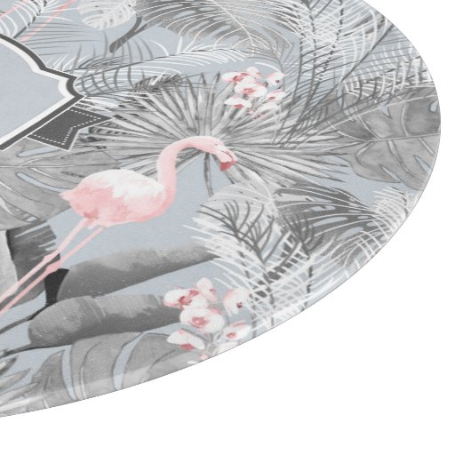 Flamingo Orchid Tropical Pattern Gray ID868 Schneidebrett (Ecke)