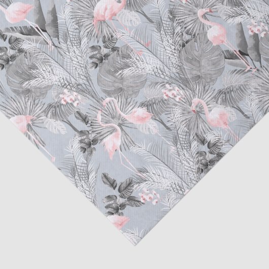 Flamingo Orchid Tropical Pattern Gray ID868 Seidenpapier (Ausschnitt)