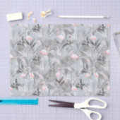Flamingo Orchid Tropical Pattern Gray ID868 Seidenpapier (Handwerk)