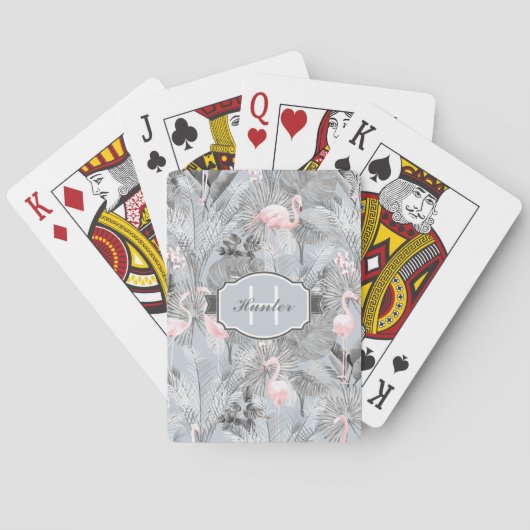 Flamingo Orchid Tropical Pattern Gray ID868 Spielkarten (Rückseite)