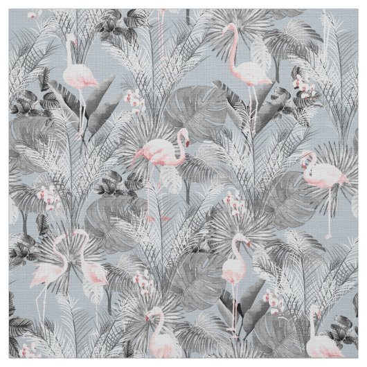 Flamingo Orchid Tropical Pattern Gray ID868 Stoff (Muster)