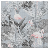 Flamingo Orchid Tropical Pattern Gray ID868 Stoff (Nahaufnahme)
