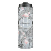 Flamingo Orchid Tropical Pattern Gray ID868 Thermosbecher (Vorderseite)