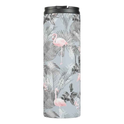 Flamingo Orchid Tropical Pattern Gray ID868 Thermosbecher (Rückseite)