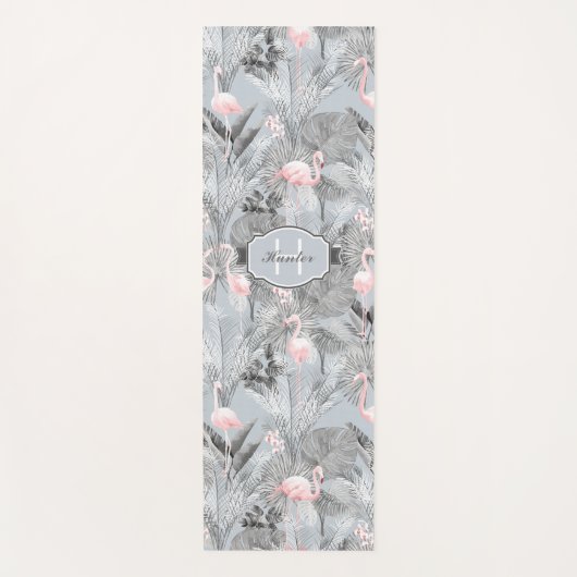 Flamingo Orchid Tropical Pattern Gray ID868 Yogamatte (Vorderseite)