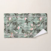 Flamingo Orchid Tropical Pattern Sage ID868 Badhandtuch Set (Handtuch)