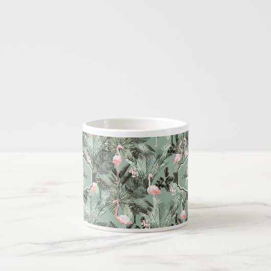 Flamingo Orchid Tropical Pattern Sage ID868 Espressotasse (Vorderseite)